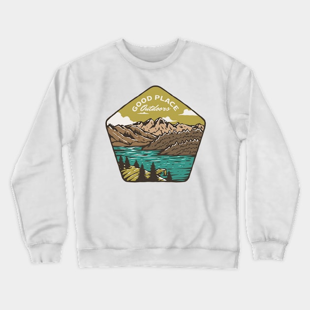 Lake Nature Outdoor Illustration Crewneck Sweatshirt by 78soeef